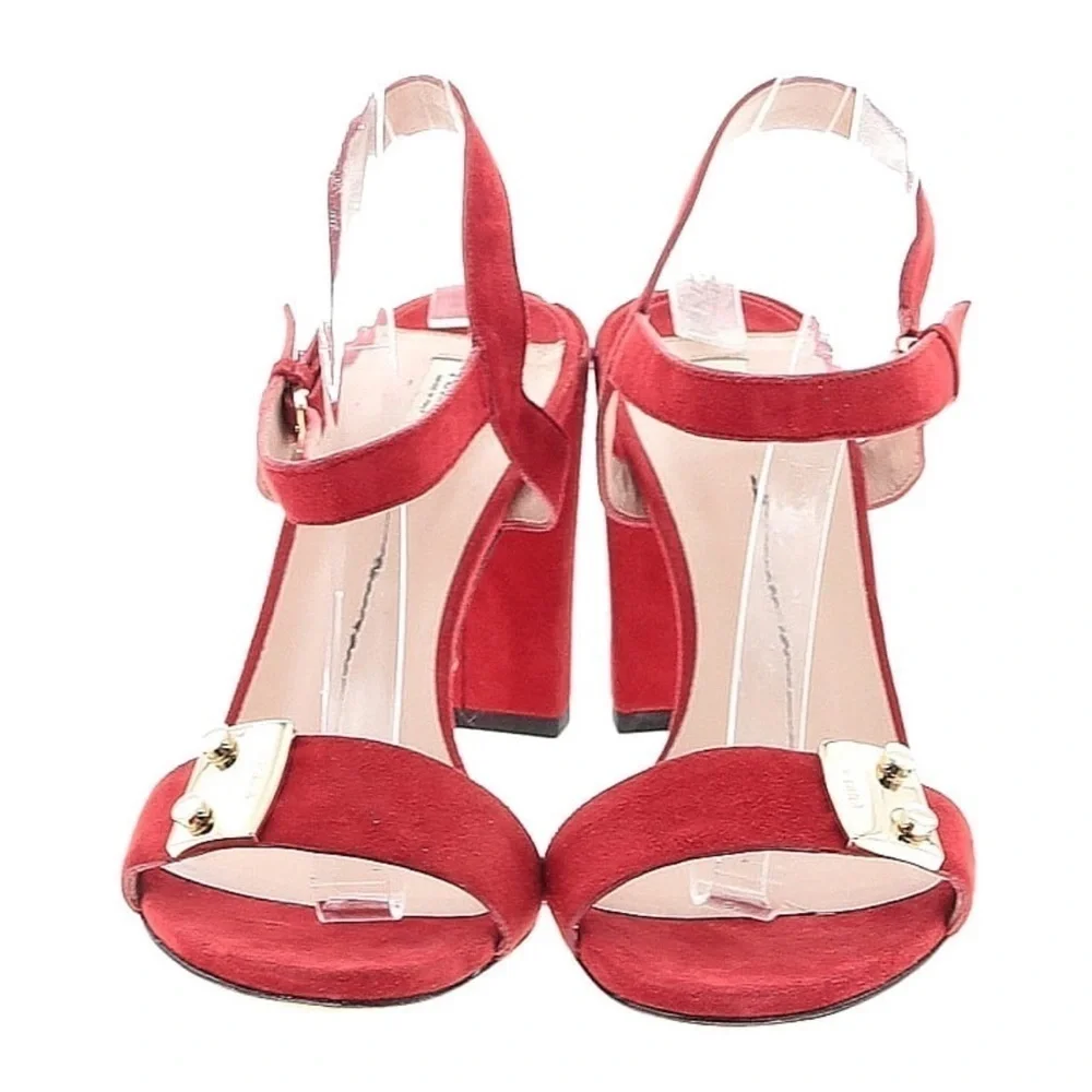 FURLA sz 39.5 METROPOLIS SANDAL ANKLE STRAP PEPERONCINO red suede strappy